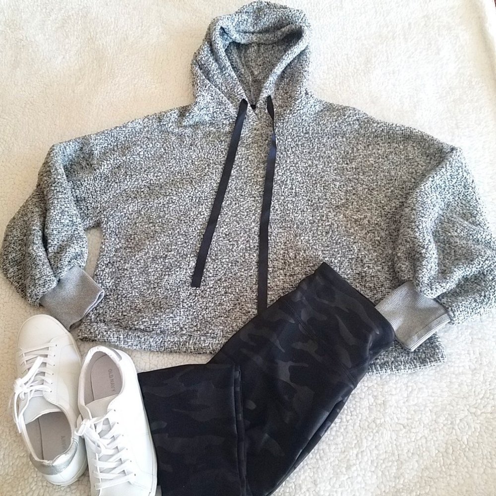 Shein Gray Fuzzy Pullover Hoodie M